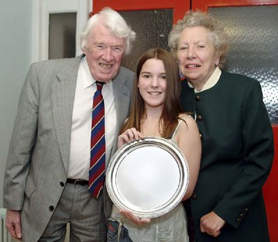 Davids parents Crad and Anne Roberts with the first winner of the award Lauren Weir - copyright of Lindsay Addison